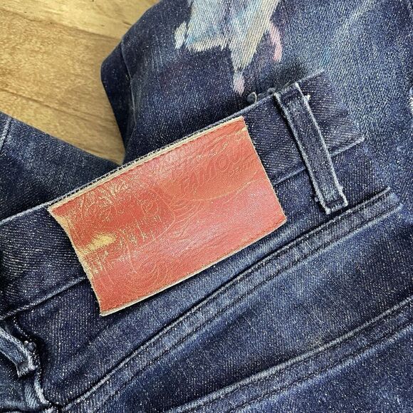 Naked Famous Skinny Guy 28 Mens Selvedge Multicolor Fill Paint Distressed 36" - Picture 11 of 15